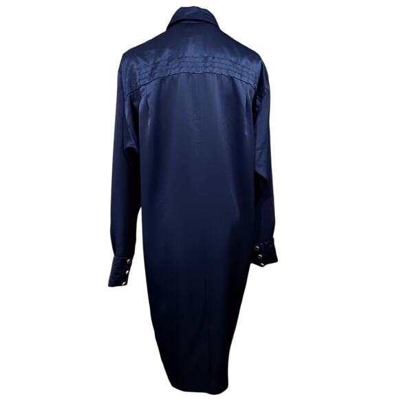 VINTAGE LIZ CLAIBORNE Satin Dress 8 Midnight Blue Tags/NOS Dressy Power Event - Picture 12 of 12